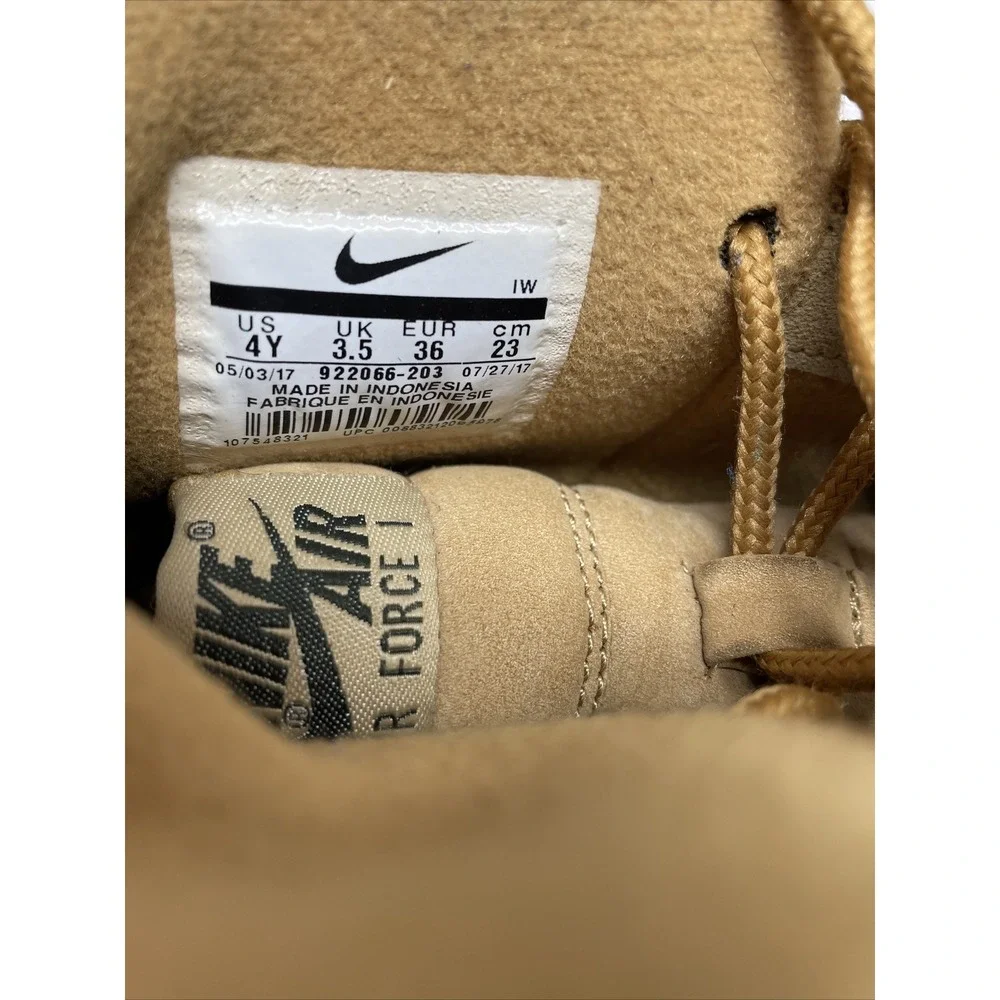 Nike Air Force 1 Fax Wheat Brown Size 4y High Trainer‎ Sneakers 922066-203